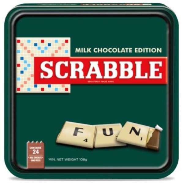 SCRABBLE Metallbox Schokoladenspiel
